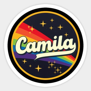 Camila // Rainbow In Space Vintage Style Sticker